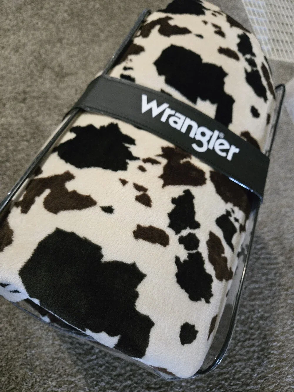 Plush Wrangler 3 Piece Comforter Set Brown & Cream Cow Print Western QUEEN